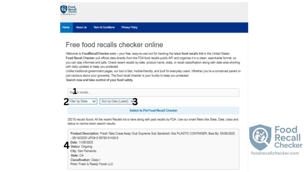 Free Food recall checker online